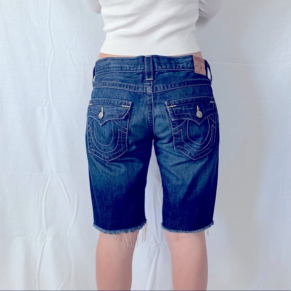 True Religion Pants - True Religion distressed denim shorts